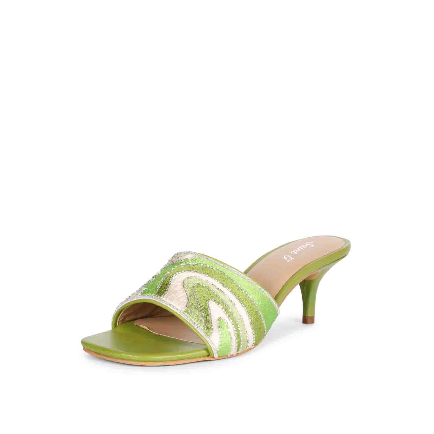 Green multi color heels best sale