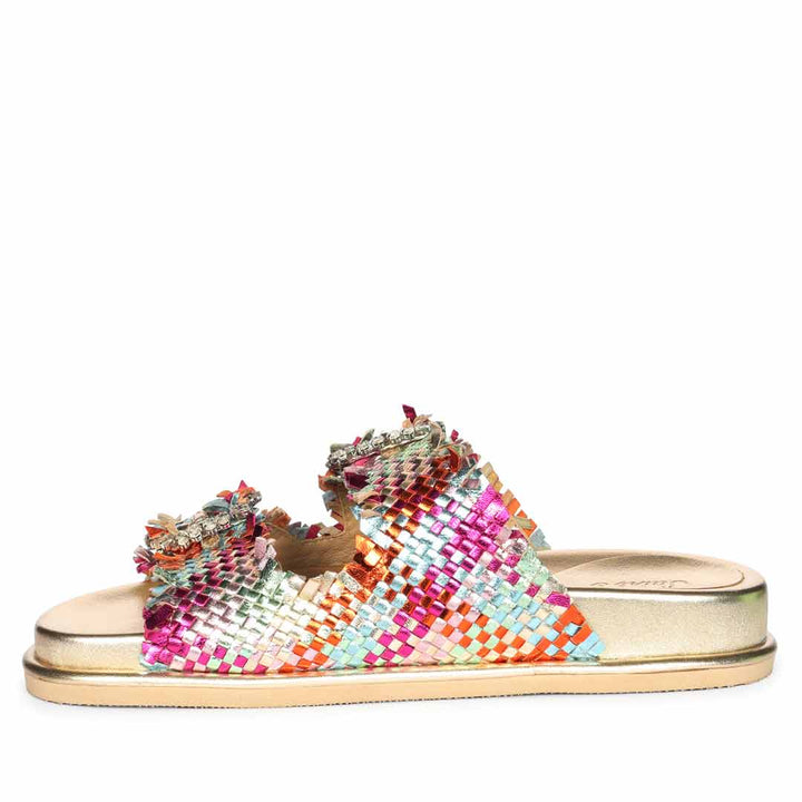 Saint Nuala Crystal Stone Multi Woven Leather Sandals