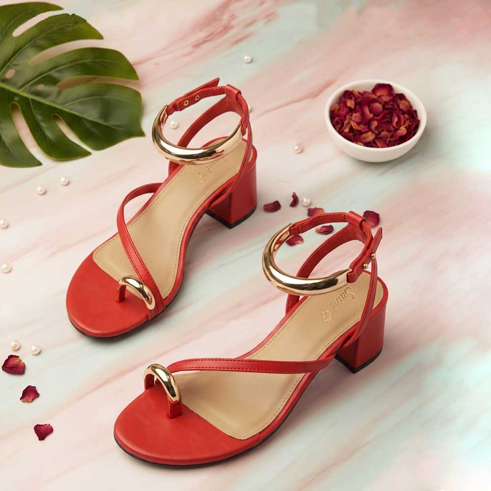 Saint Harlow Gold Trim Gojiberry Leather Block Heel