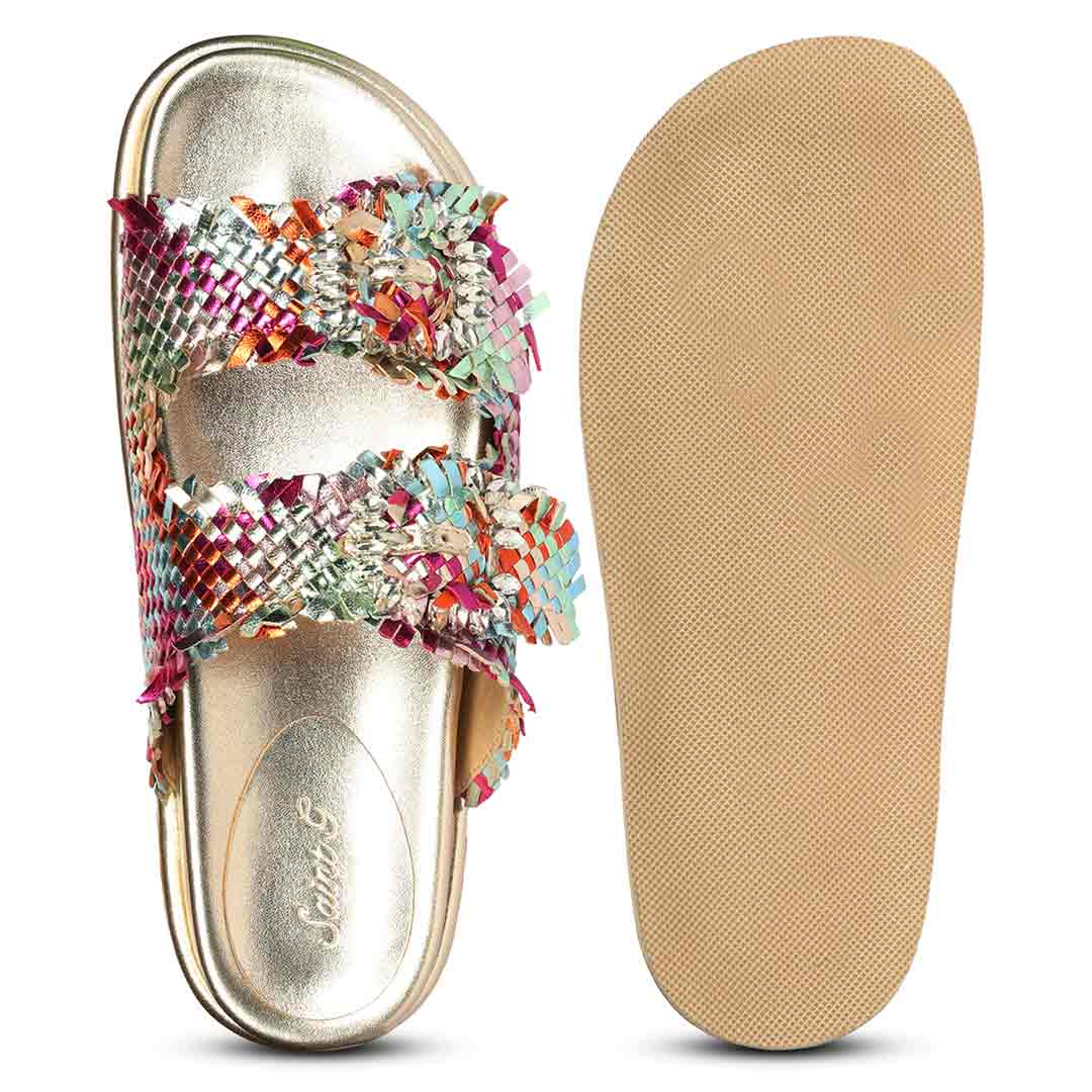 Saint Nuala Crystal Stone Multi Woven Leather Sandals