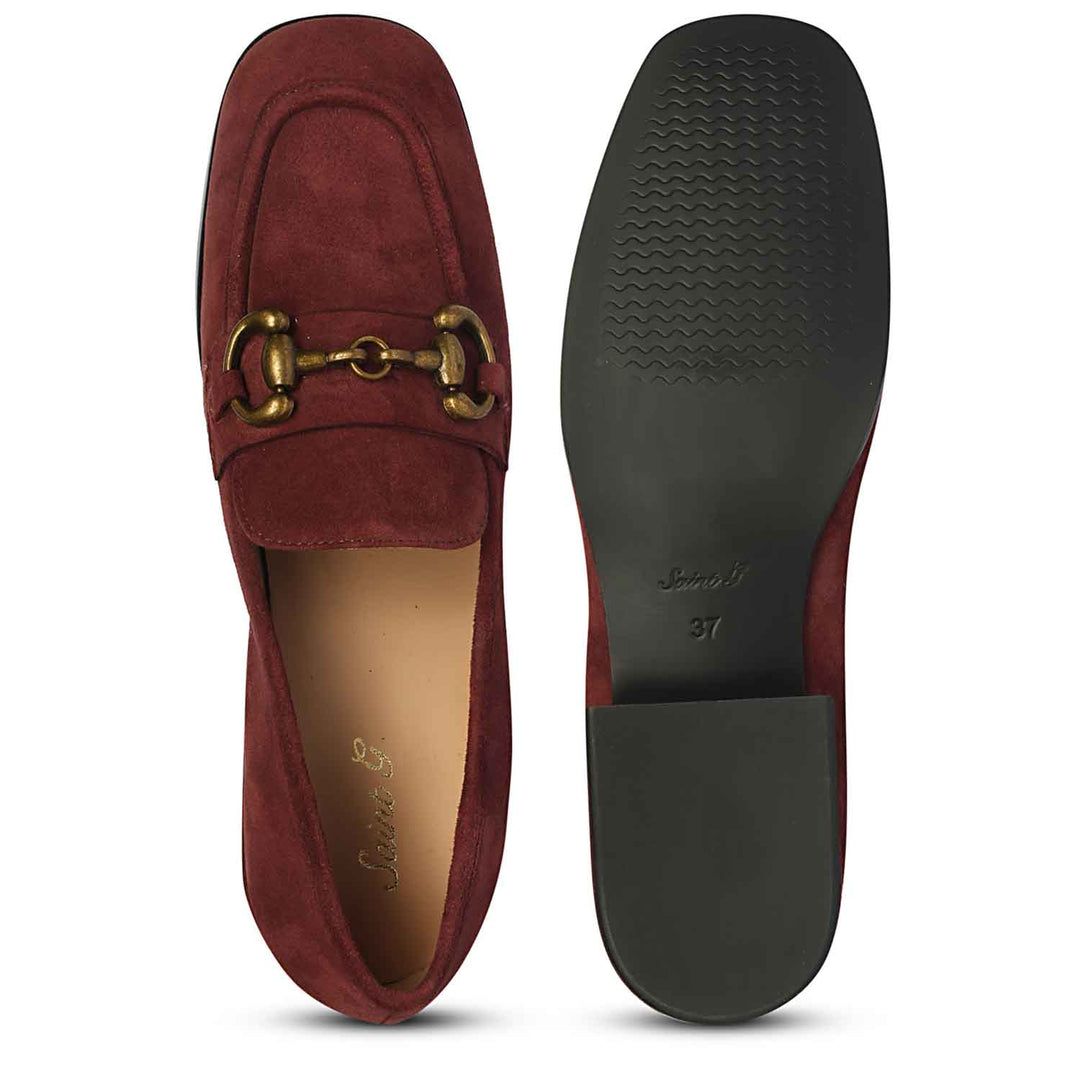 Saint Jacqueline Burgundy  Suede Leather Moccasins