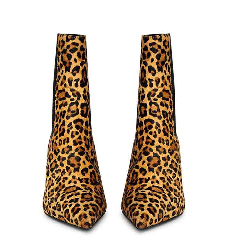 Saint Oriana Natural Pony Hair Print Leather Ankle Boots