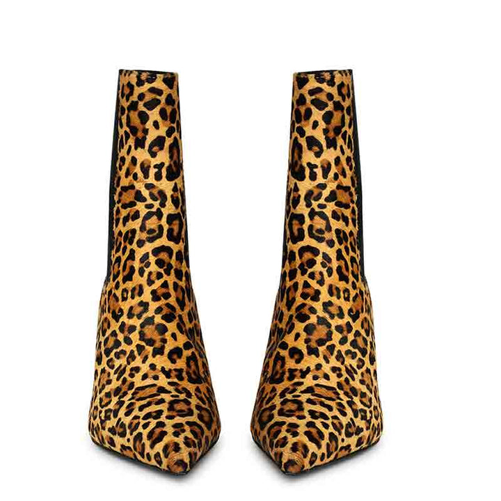 Saint Oriana Natural Pony Hair Print Leather Ankle Boots