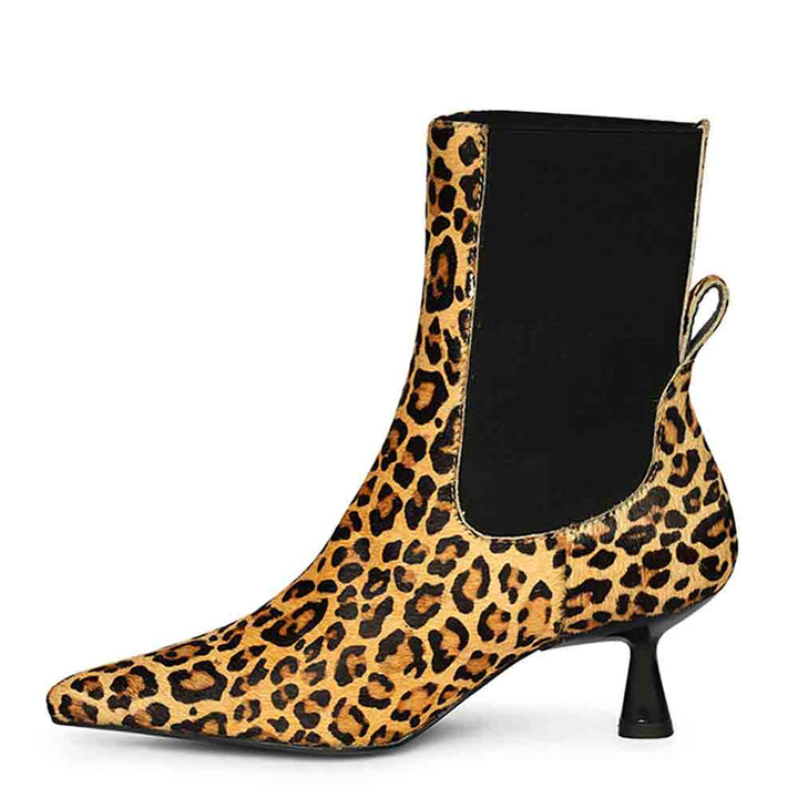 Saint Oriana Natural Pony Hair Print Leather Ankle Boots