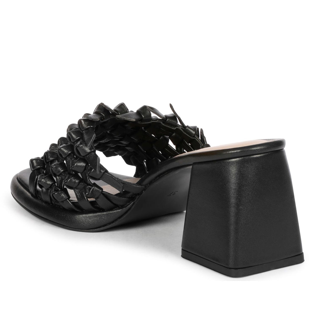 Saint  Nicia  Black Leather Block Heels