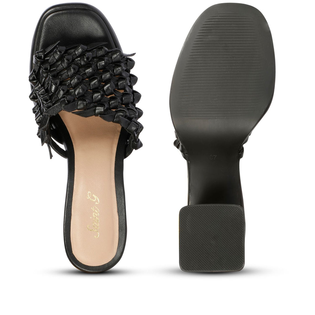 Saint  Nicia  Black Leather Block Heels