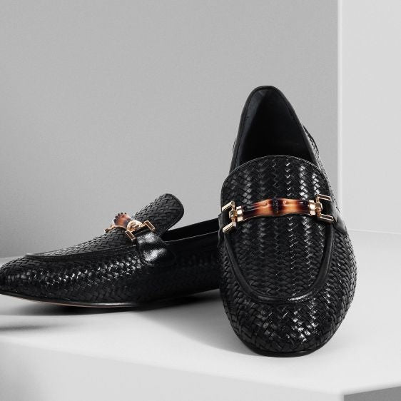 Black shops woven loafers