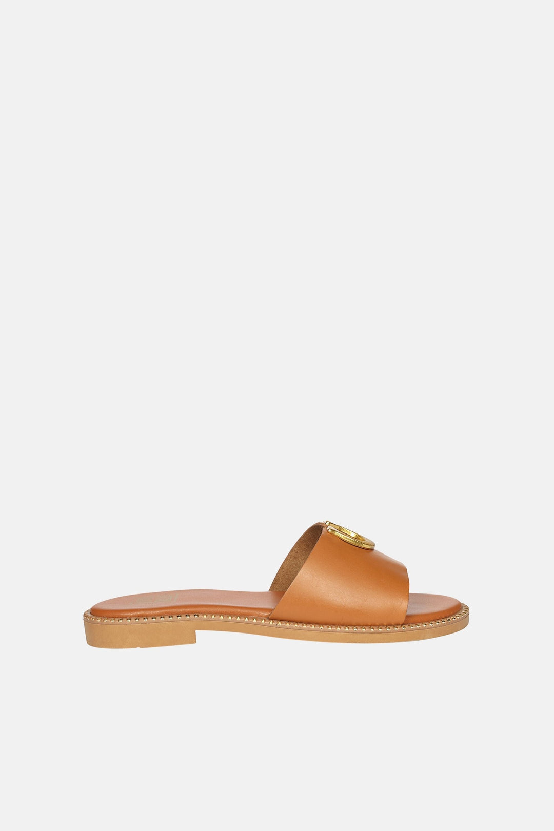 Vivi Blu - Amber Horseshoe Ornament Sandals - Cognac Leather