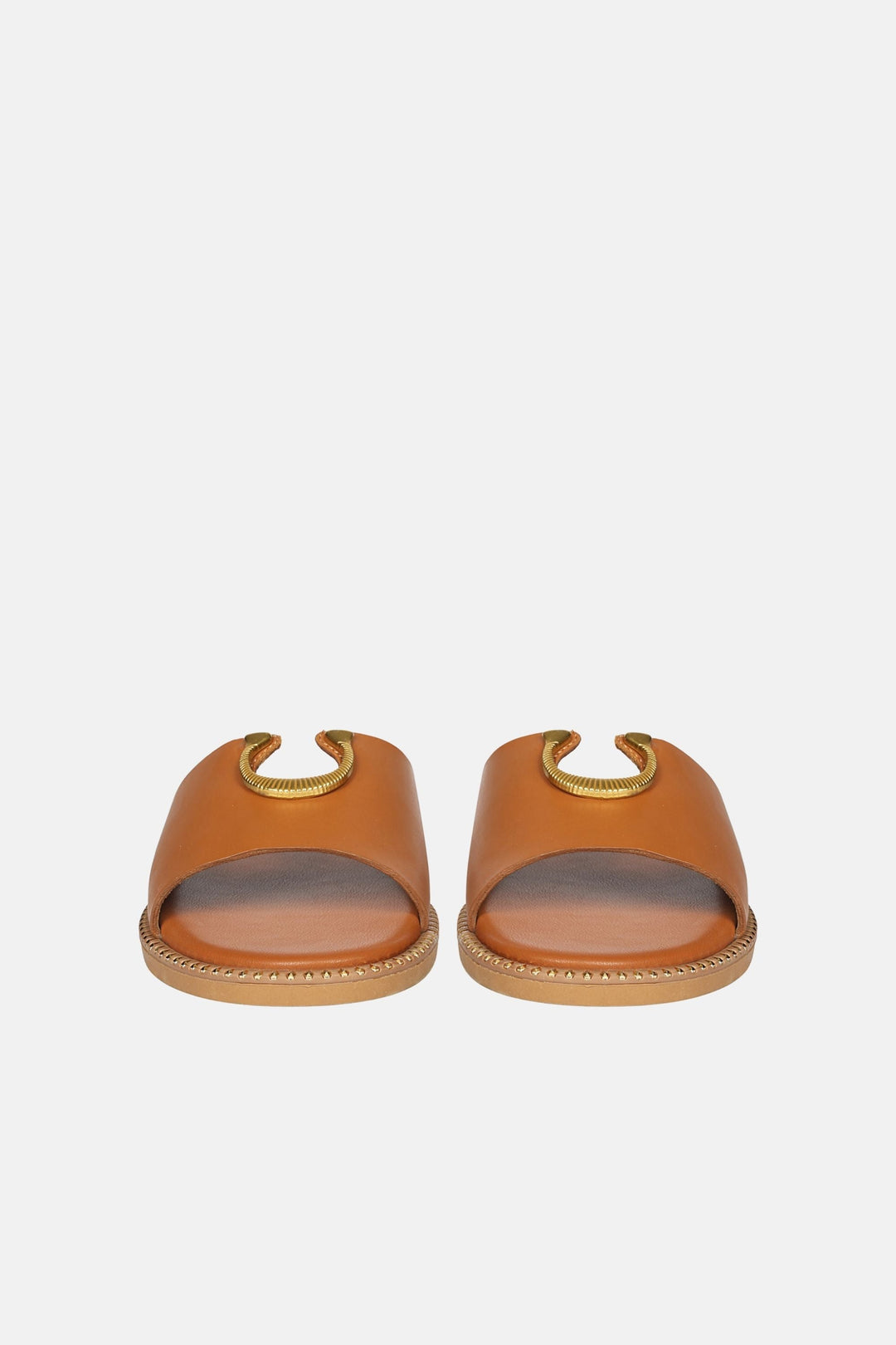 Vivi Blu - Amber Horseshoe Ornament Sandals - Cognac Leather