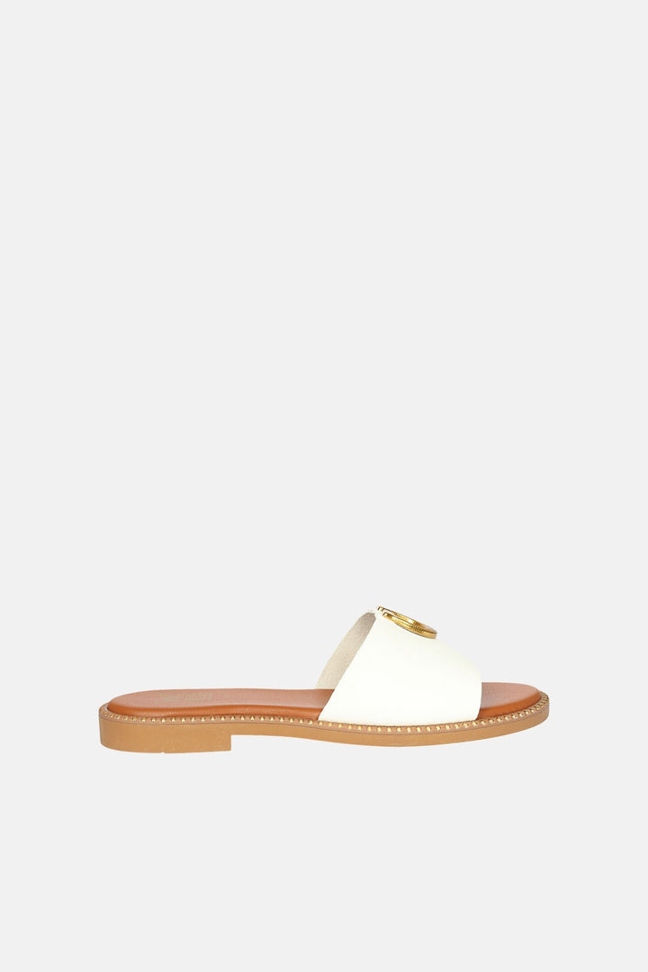 Vivi Blu - Amber Horseshoe Ornament Sandals - White Leather