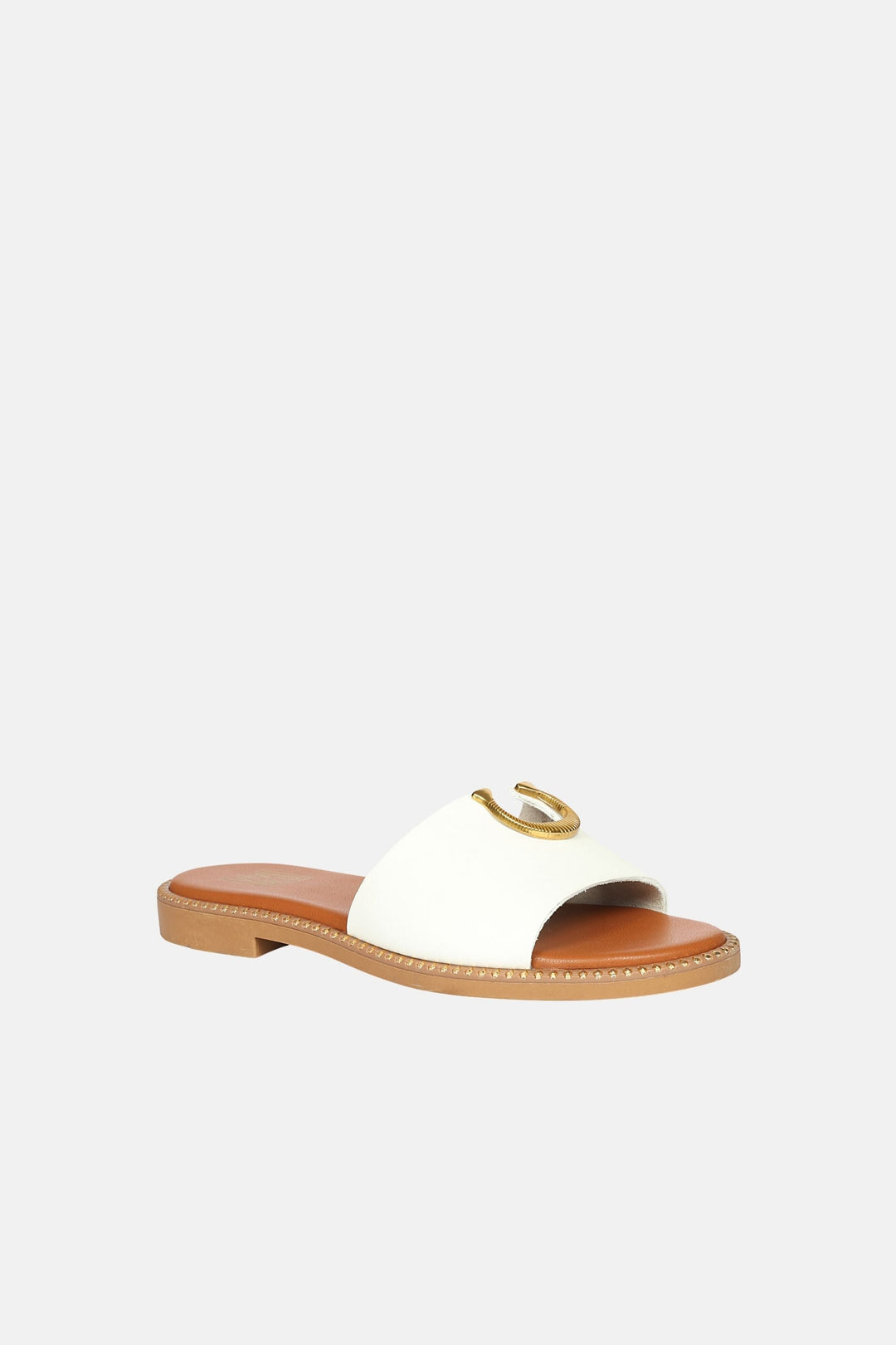 Vivi Blu - Amber Horseshoe Ornament Sandals - White Leather