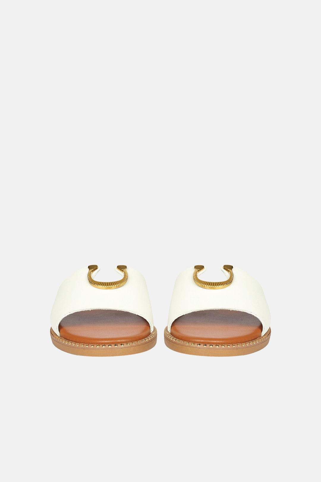 Vivi Blu - Amber Horseshoe Ornament Sandals - White Leather