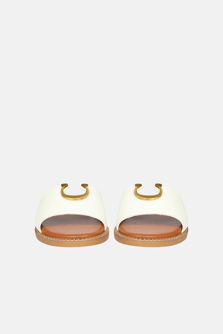 Vivi Blu - Amber Horseshoe Ornament Sandals - White Leather