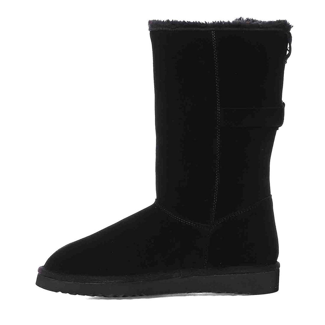 Women's Black Suede Snug Boots