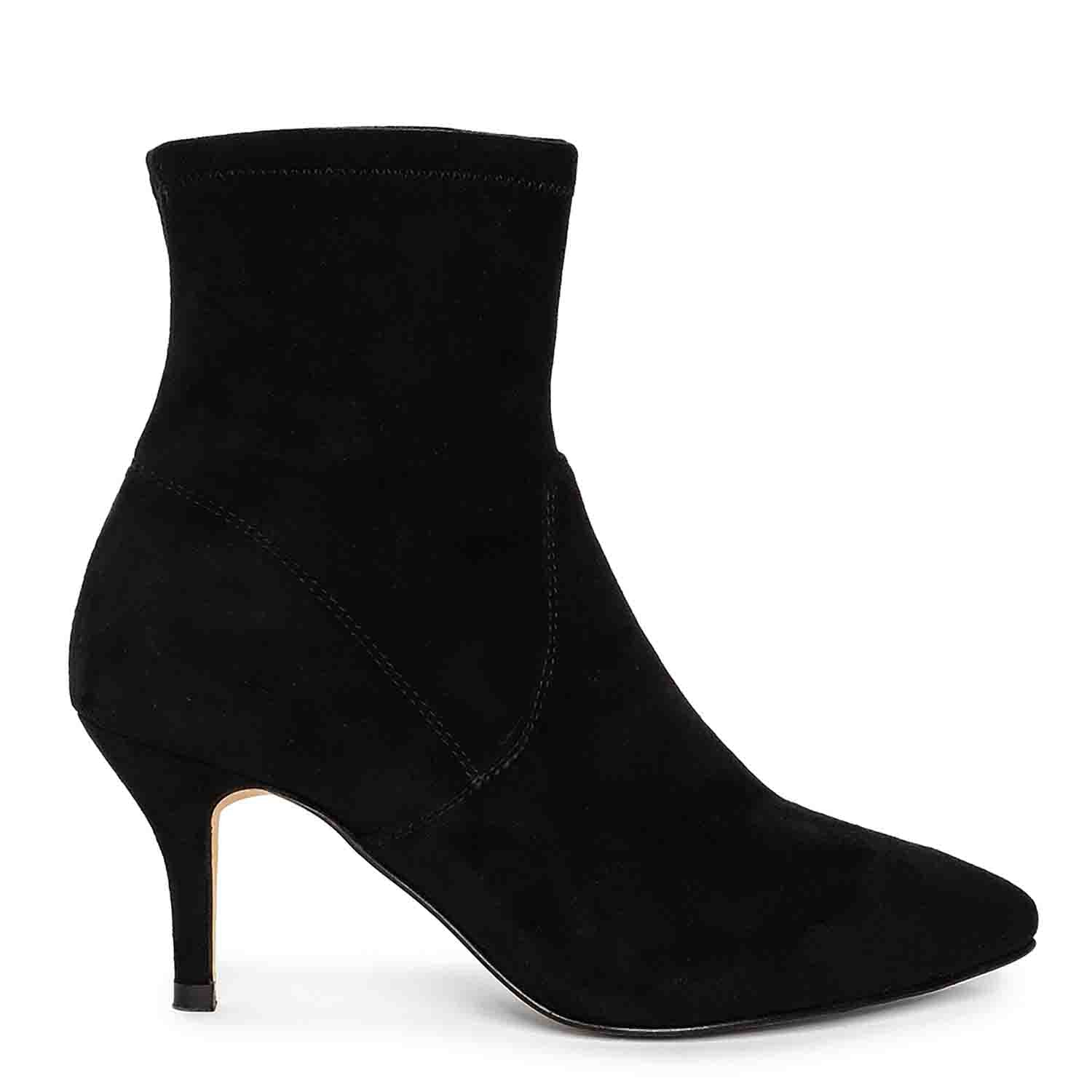 Black suede kitten heel ankle boots online