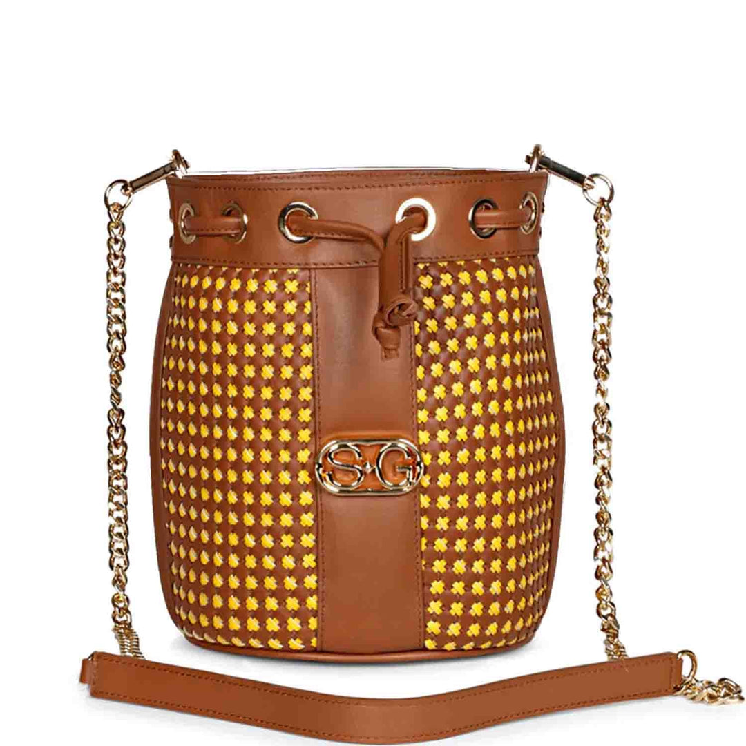 Halsey Cuoio Hand Woven Leather Bucket Bags