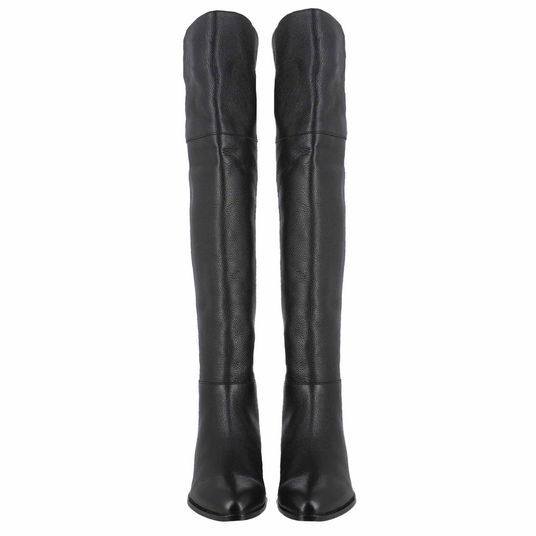 Saint Grace Black Leather Above The Knee Boots - SaintG