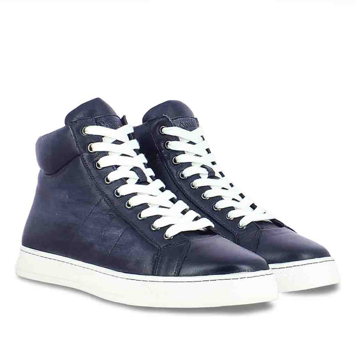 Saint Tesoro Blue Leather Handcrafted Sneakers