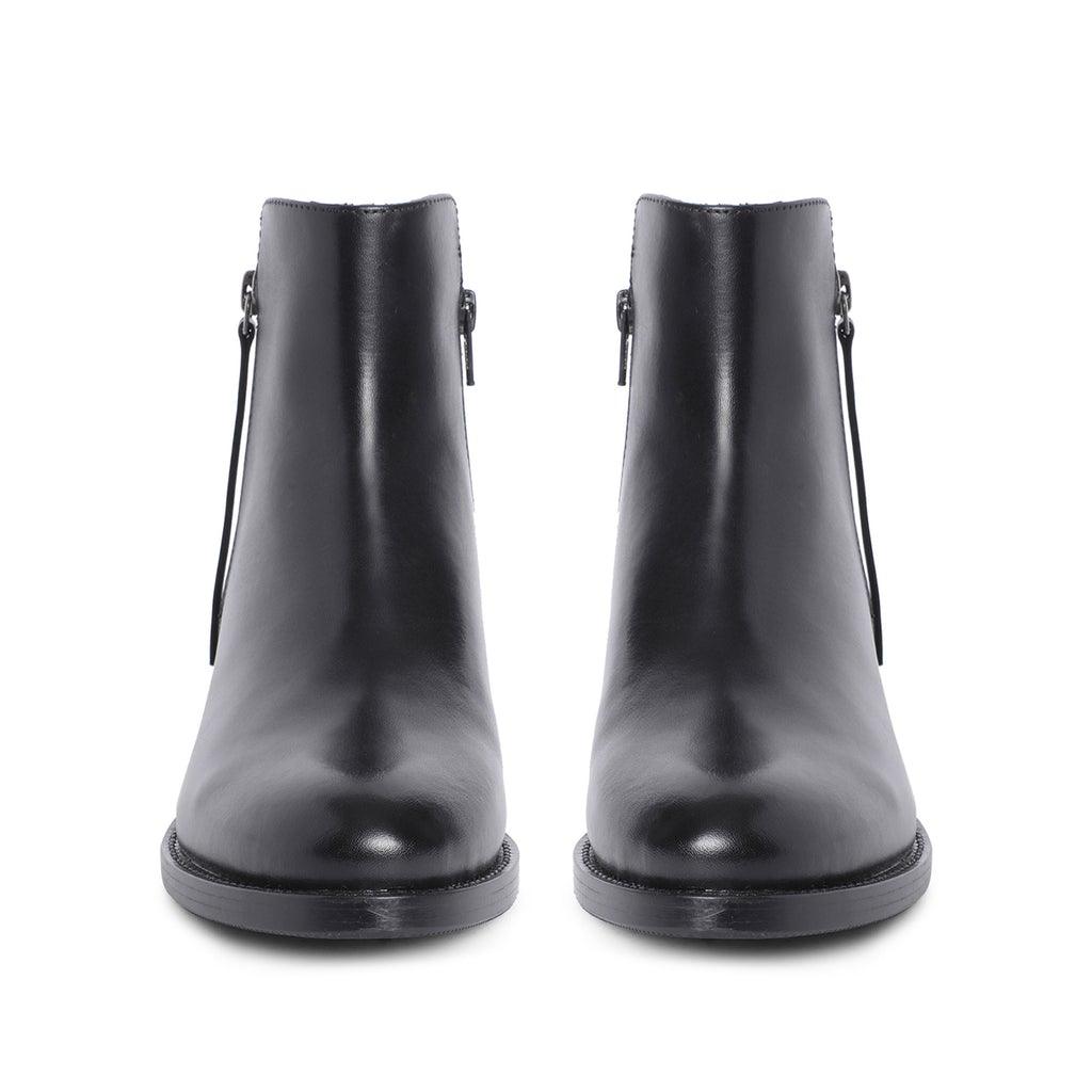 Saint Imelda Black Leather Handcrafted Side Zippers Ankle Boots