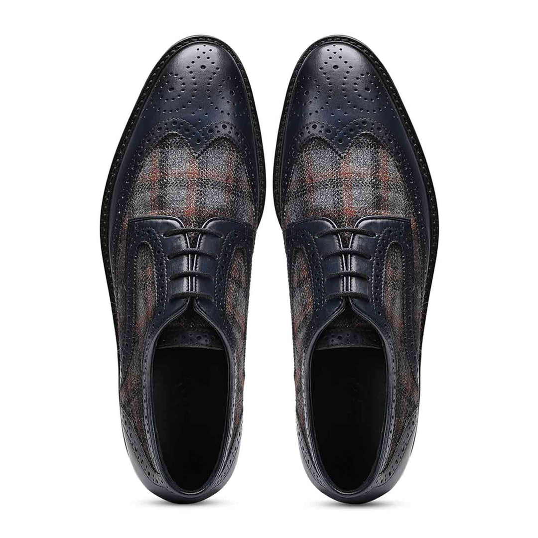 Saint Faustin Navy Leather Lace Up Brogue