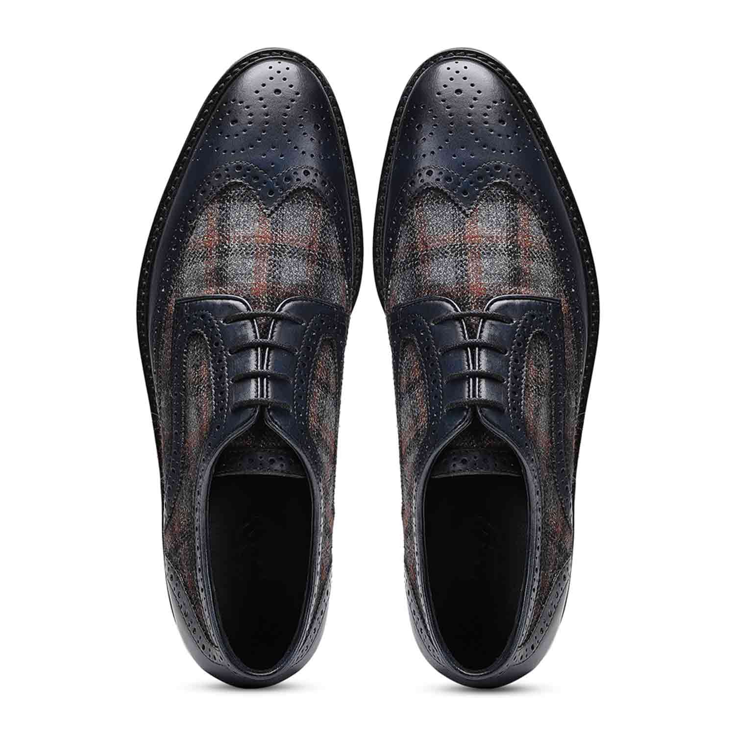 Saint Faustin Navy Leather Lace Up Brogue