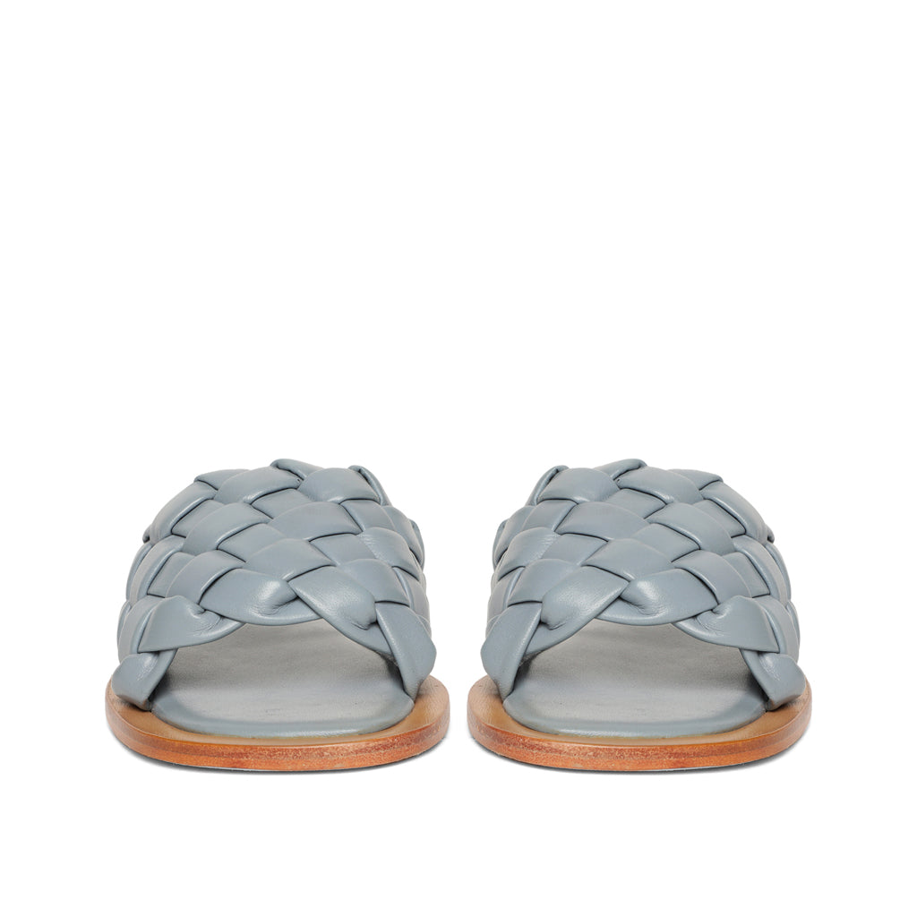 Saint Edetta Blue Woven Leather Sliders