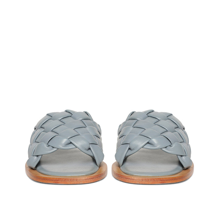 Saint Edetta Blue Woven Leather Sliders