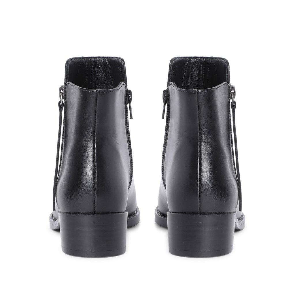 Saint Imelda Black Leather Handcrafted Side Zippers Ankle Boots