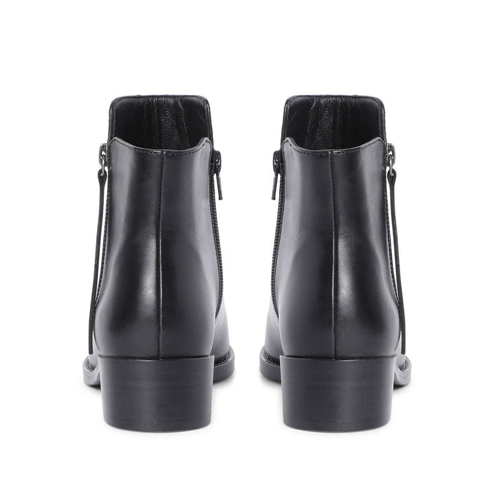 Saint Imelda Black Leather Handcrafted Side Zippers Ankle Boots