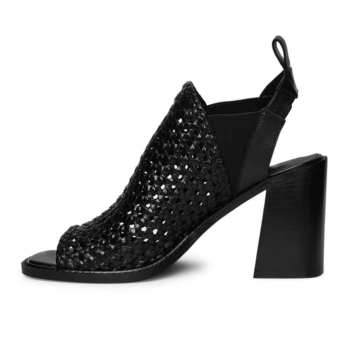 Saint Bella Black Woven Leather Block Heels