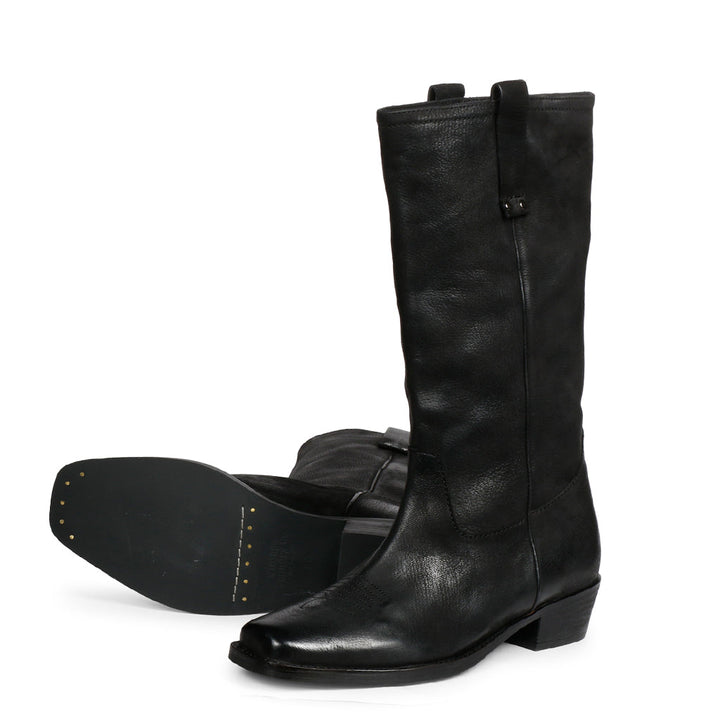 Saint Valery Black Leather cowboy Calf Boots - SaintG India