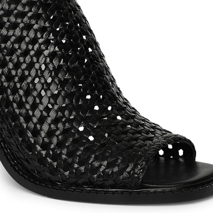 Saint Bella Black Woven Leather Block Heels