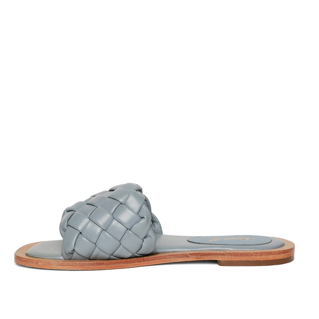 Saint Edetta Blue Woven Leather Sliders