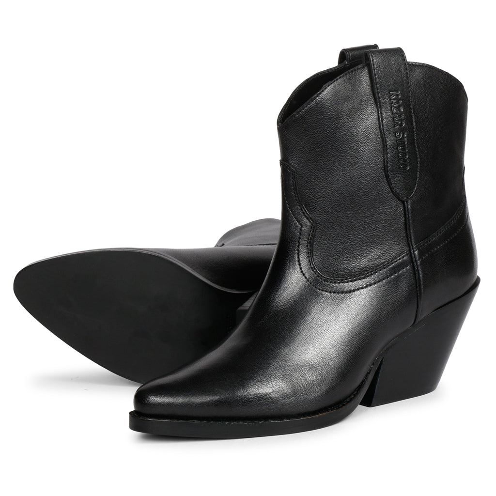 Saint Giulia Black Leather Handcrafted Ankle Boots - SaintG India