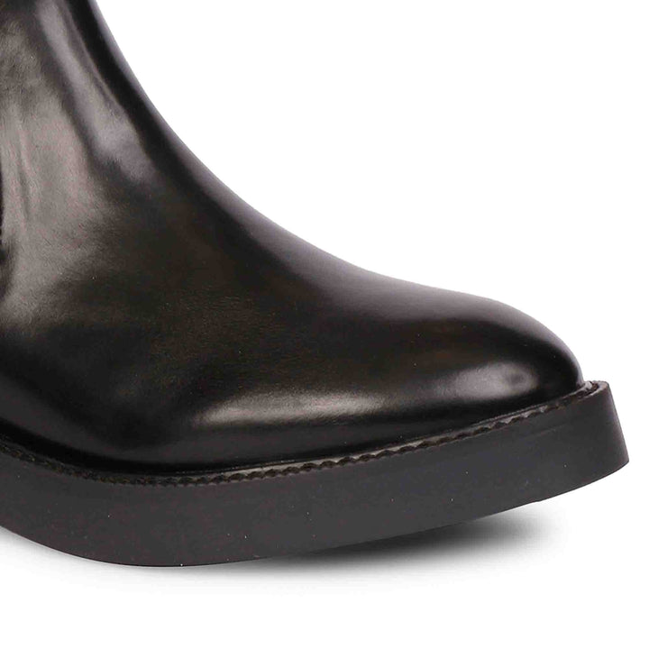 Aster Black Leather Handcrafted Chelsea Boots