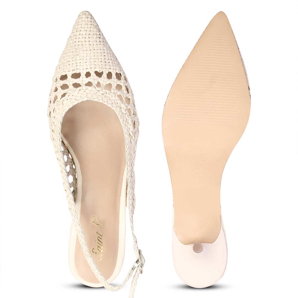 Saint Benni Ivory Hand Woven Leather Pumps