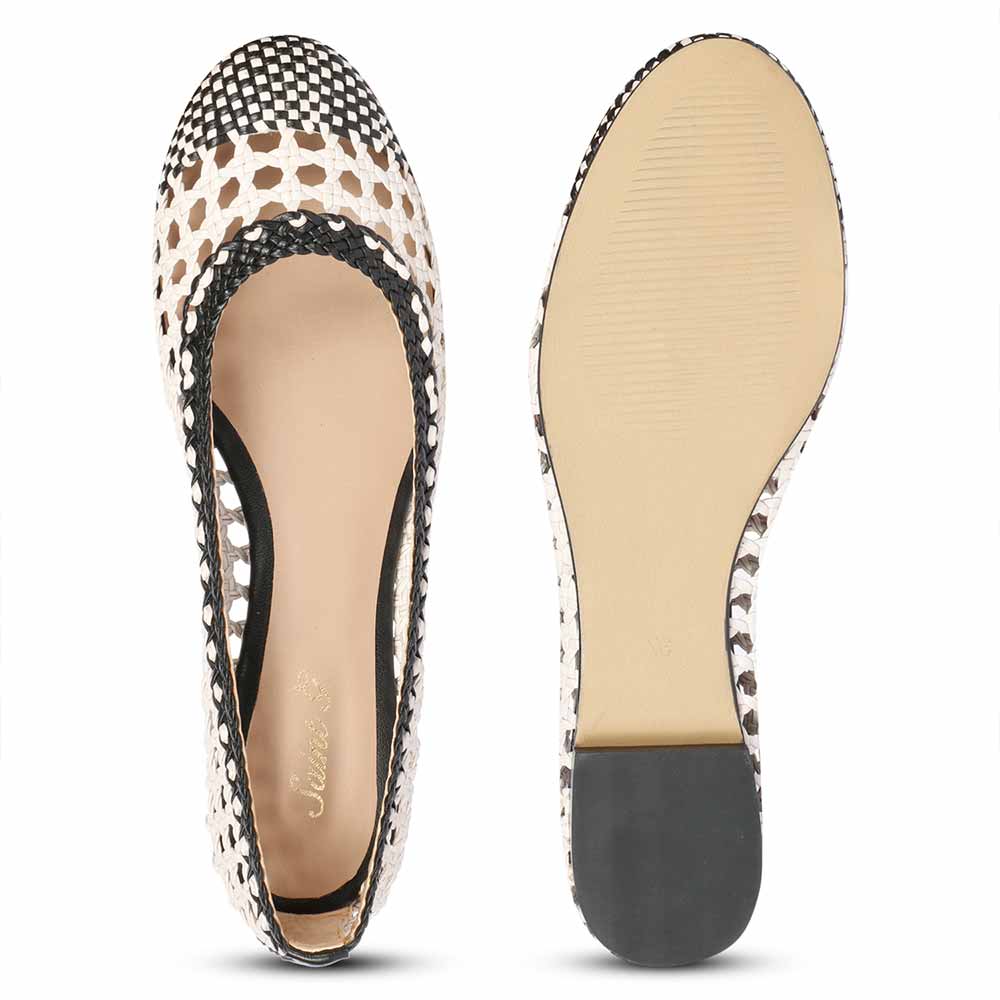 Saint Via Black & Ivory  Handcrafted Woven Leather Pumps