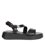 ViviBlu Nasrin Black Leather Platform Sandals