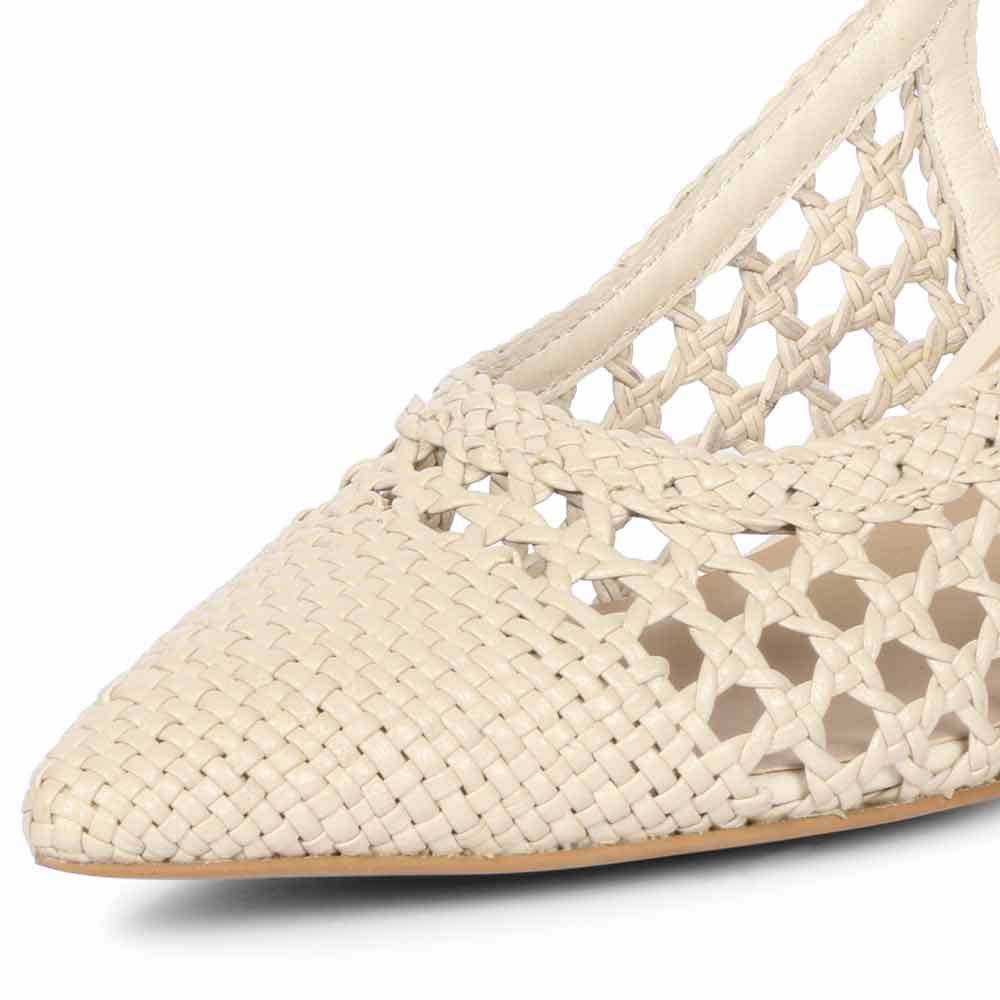 Saint Calli Ivory Hand Woven Leather Block Heels