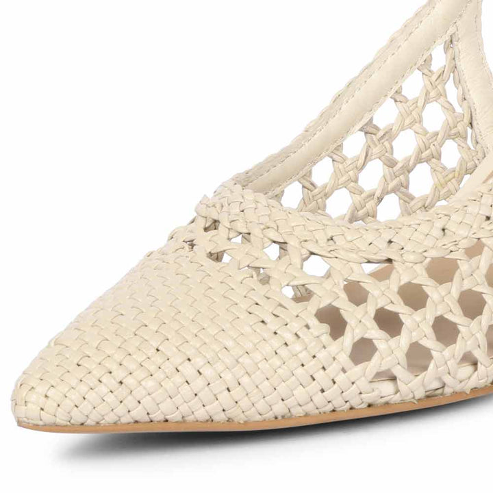 Saint Calli Ivory Hand Woven Leather Block Heels