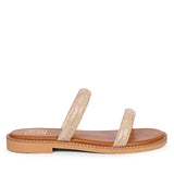 ViviBlu Zaeneb Champagne Leather Flat Sandals Embellished With Champange Straps