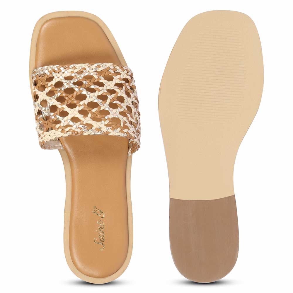 SAINT JADE MULTI TAN WOVEN LEATHER SLIP ON