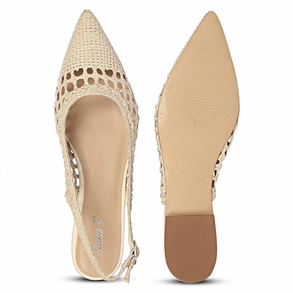 Saint Chayya Ivory Hand Woven Leather Low  Heels