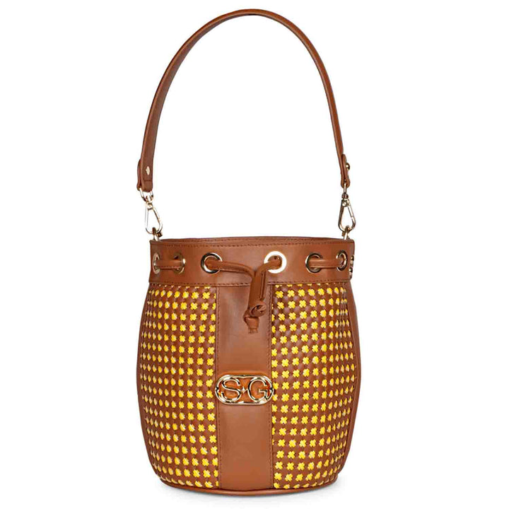 Halsey Cuoio Hand Woven Leather Bucket Bags