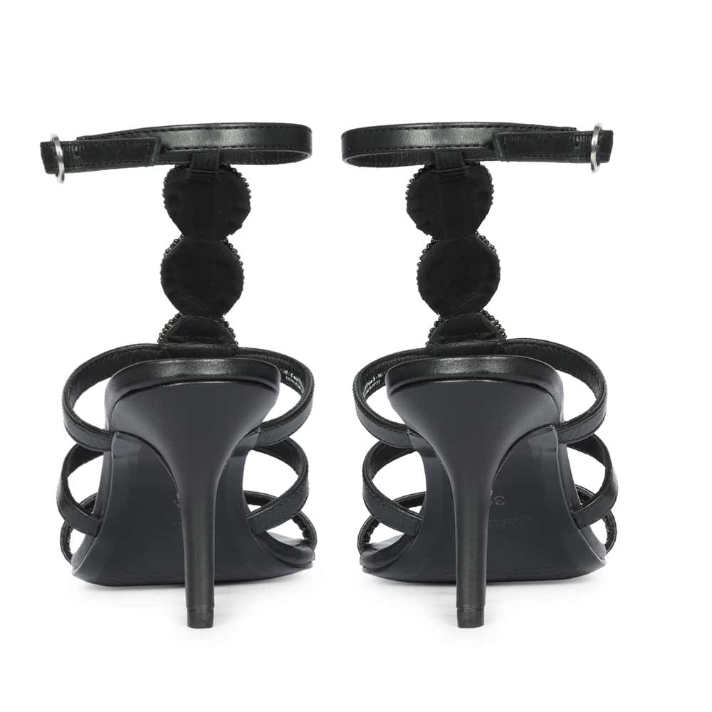 Saint Monroe Multi Stone Black Leather Stilettos
