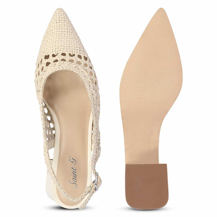 Saint Calli Ivory Hand Woven Leather Block Heels