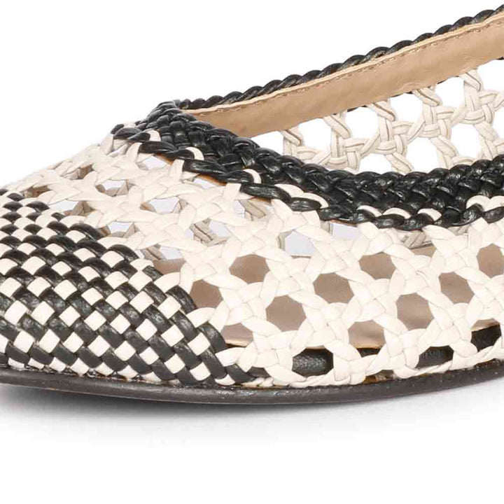 Saint Via Black & Ivory  Handcrafted Woven Leather Pumps