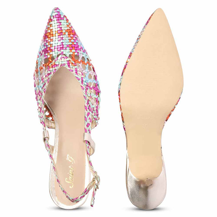 Saint Abril Rainbow Hand Woven Leather Pumps