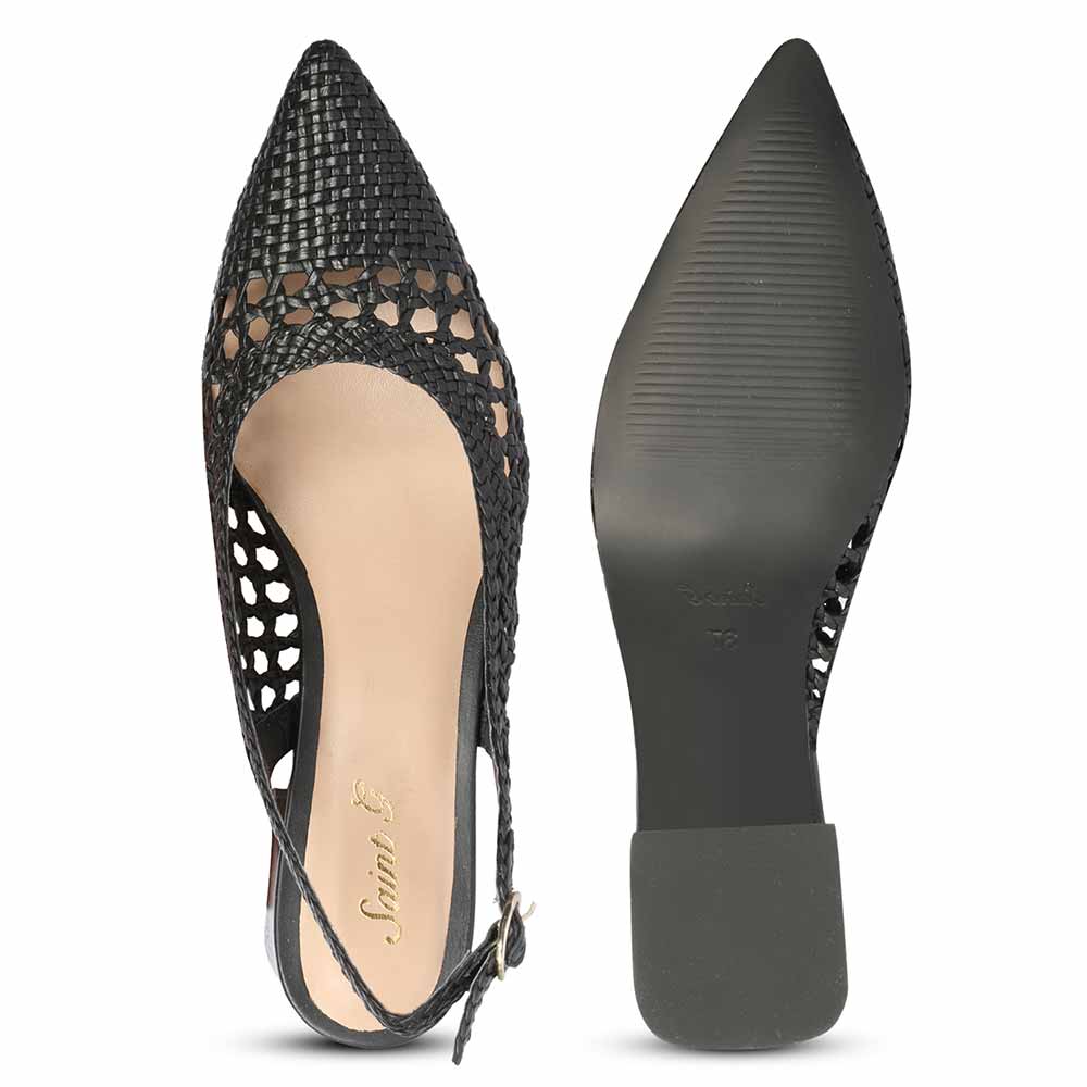 Saint Calli Black Hand Woven Leather Block Heels