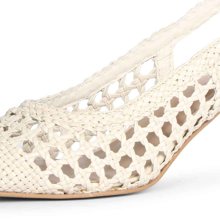 Saint Benni Ivory Hand Woven Leather Pumps